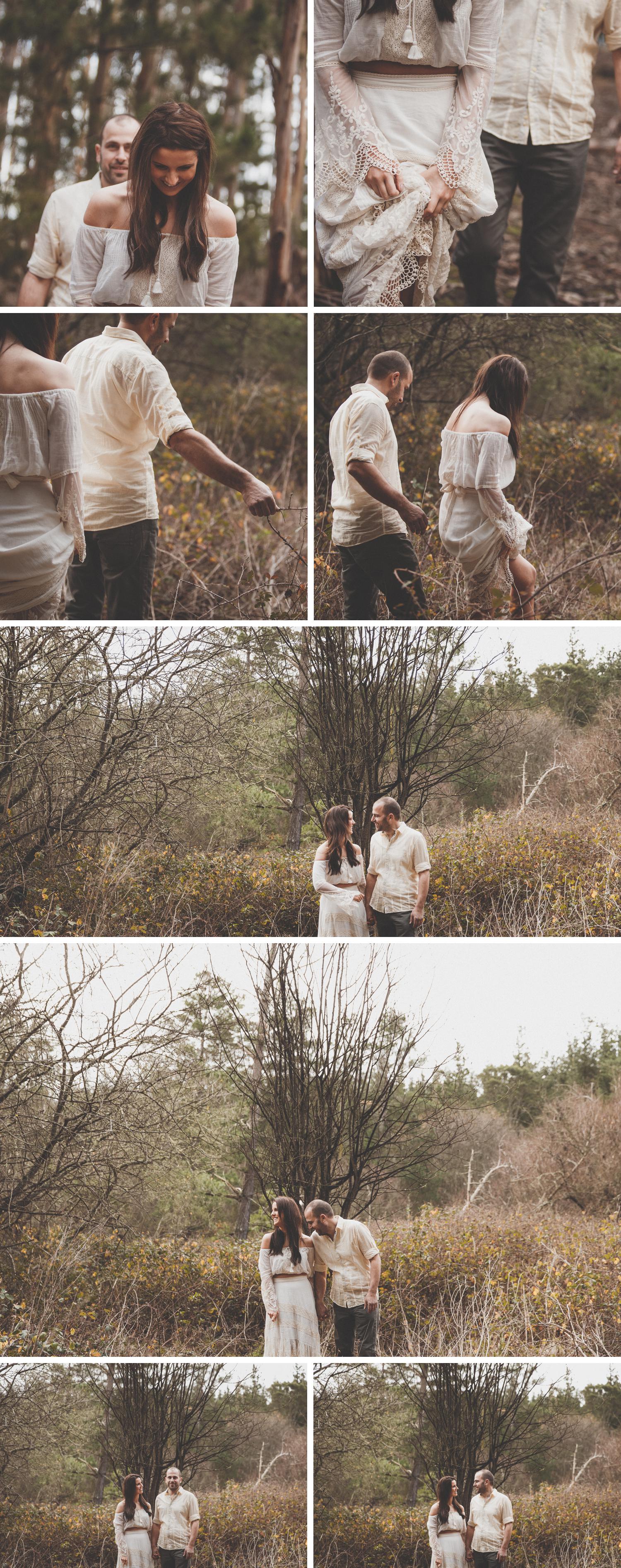 Forest Engagement Shoot, Gippsland Rural Wedding Engagement Photos, Bride and Groom in Trees Photo by Danae Studios