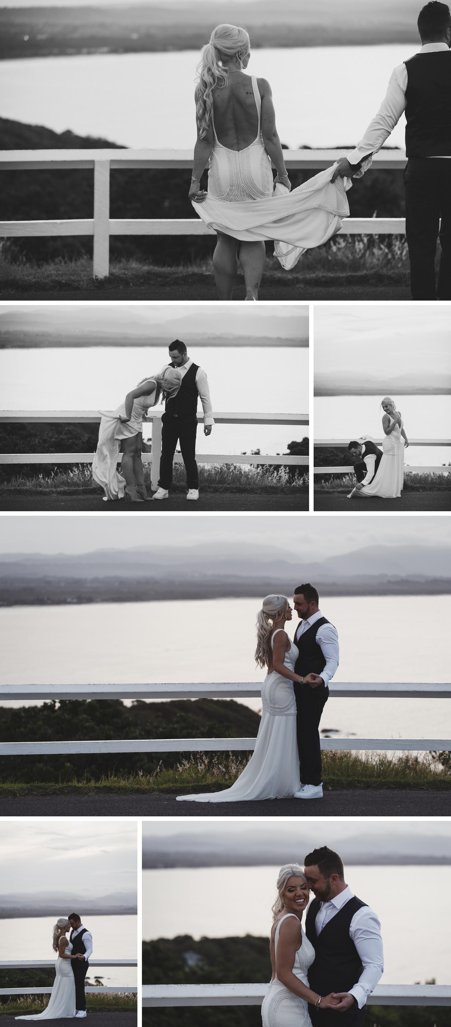Byron Bay Victoria Wedding Photos, Byron Bay Surf Club Wedding, Byron Bay Lighthouse, Bride and Groom Embracing Wedding Photos by Danae Studios