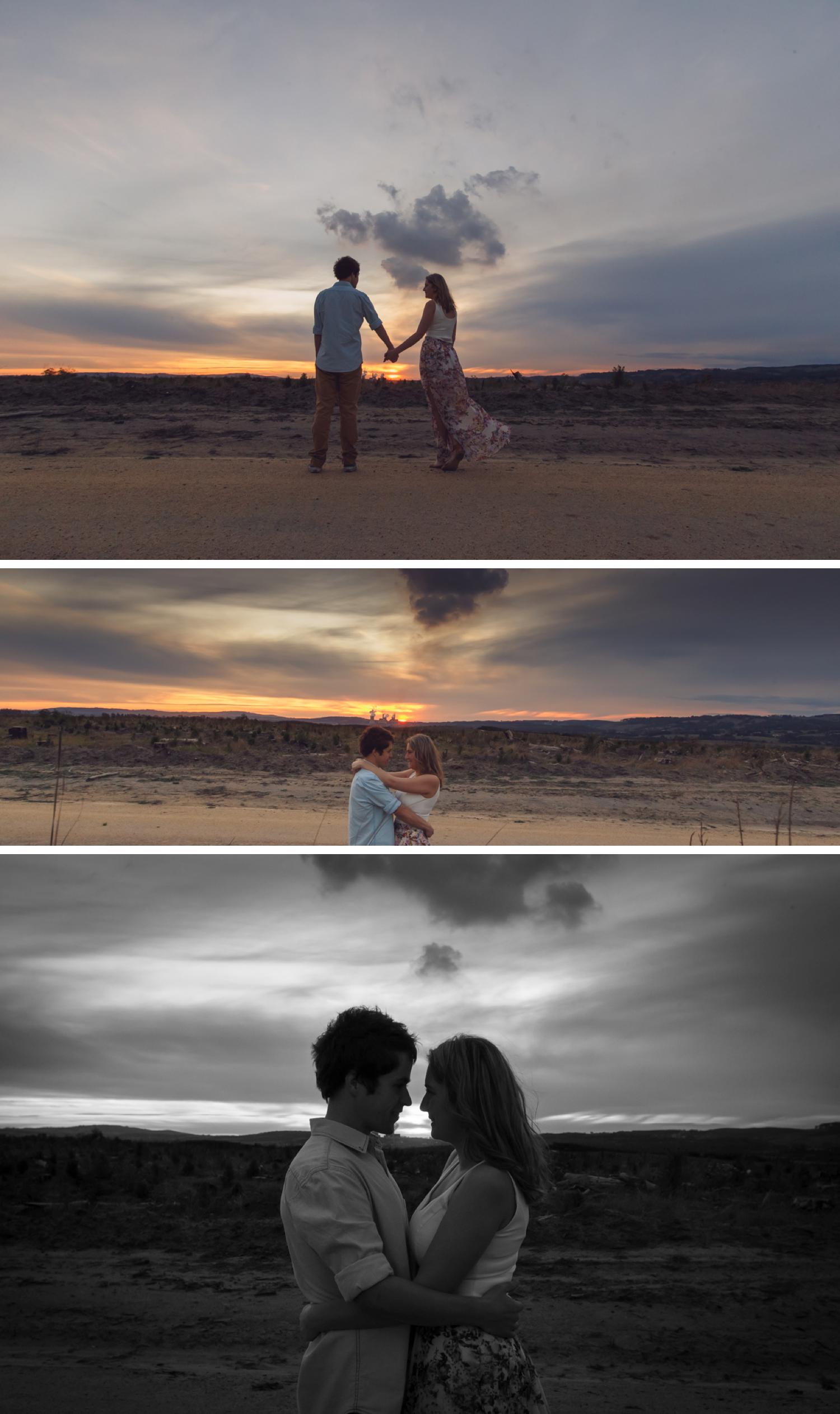 Gippsland Field Engagement Shoot, Beautiful Couple Shoot, Couple Embracing Engagement Shoot by Danae Studios, Gippsland Photographer