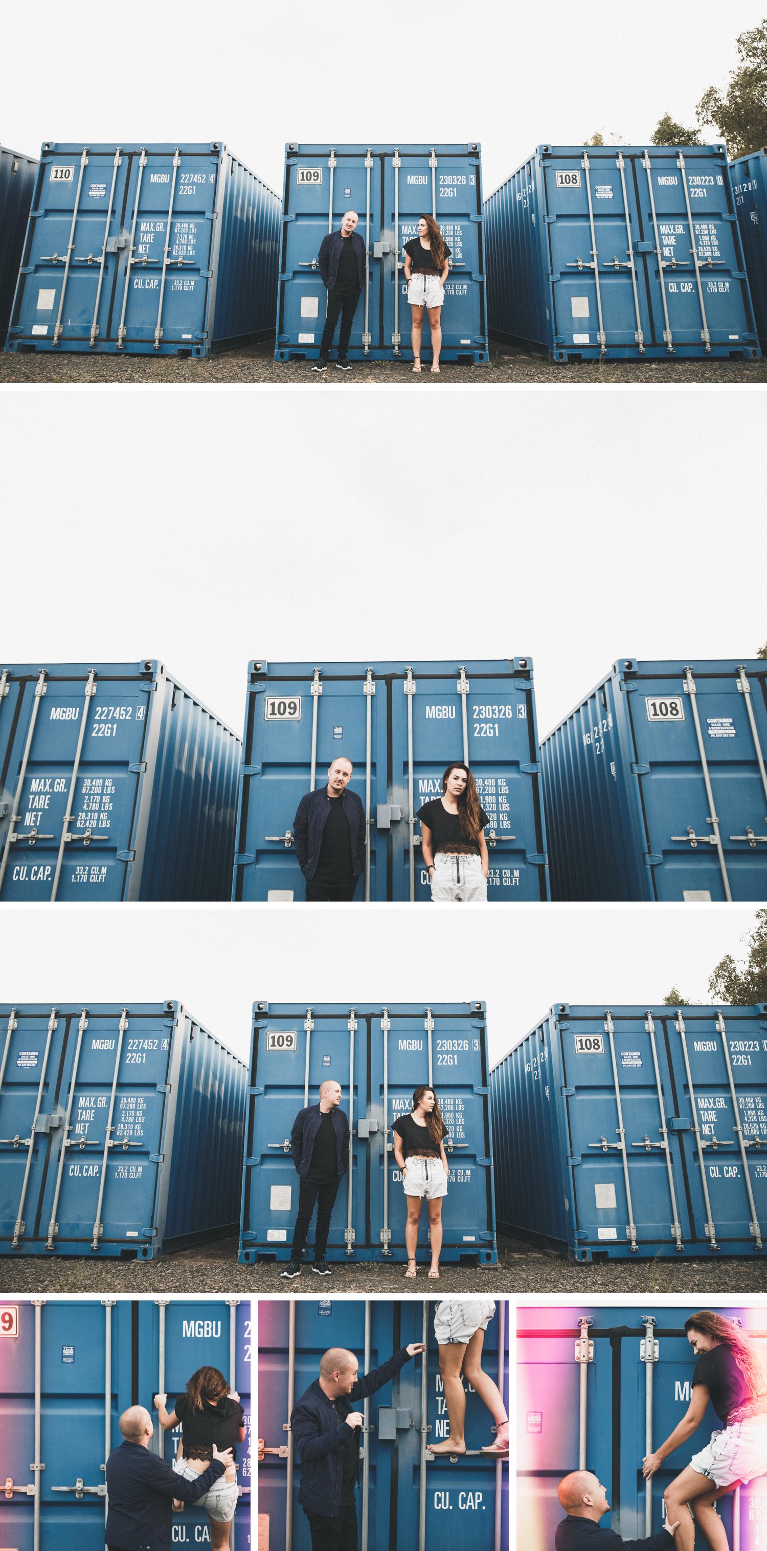 Shipping Containers Engagement Shoot, Gippsland Engagement Shoot, Cute Couple Photos by Danae Studios, Couple Embracing