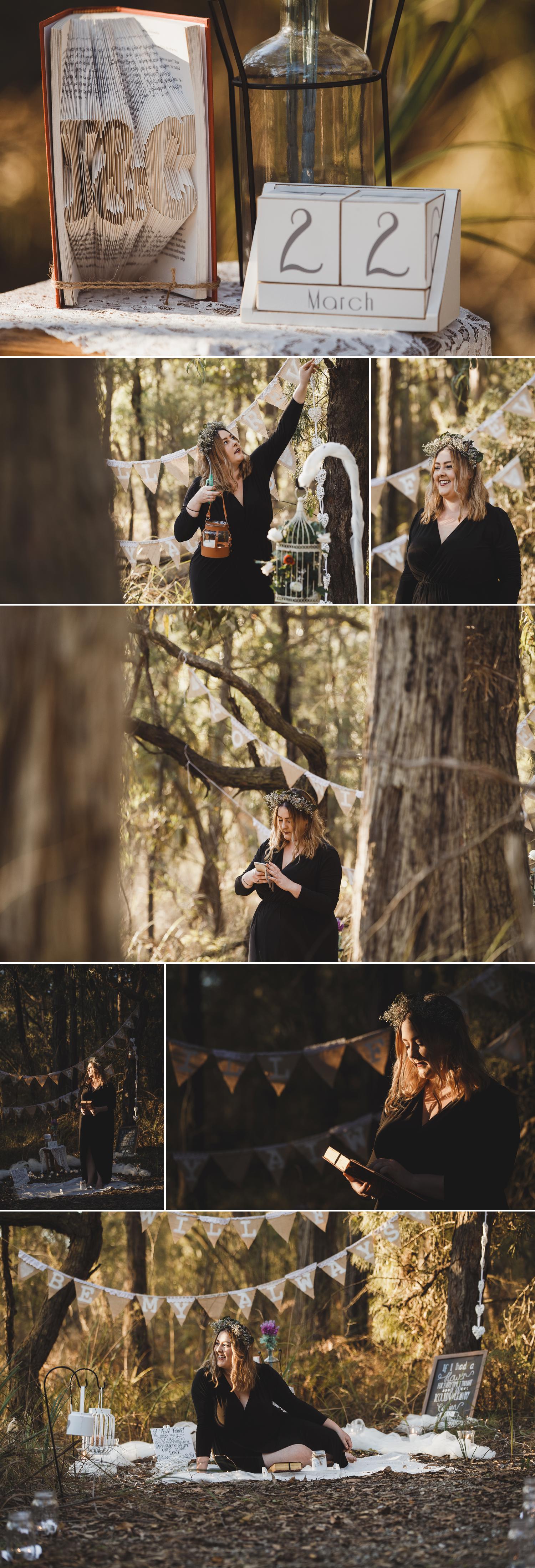 Mt Cannibal Gippsland, Proposal Photo, Forest Photoshoot Engagement, Beautiful Couple Embracing, Flower Crowns Wedding by Danae Studios