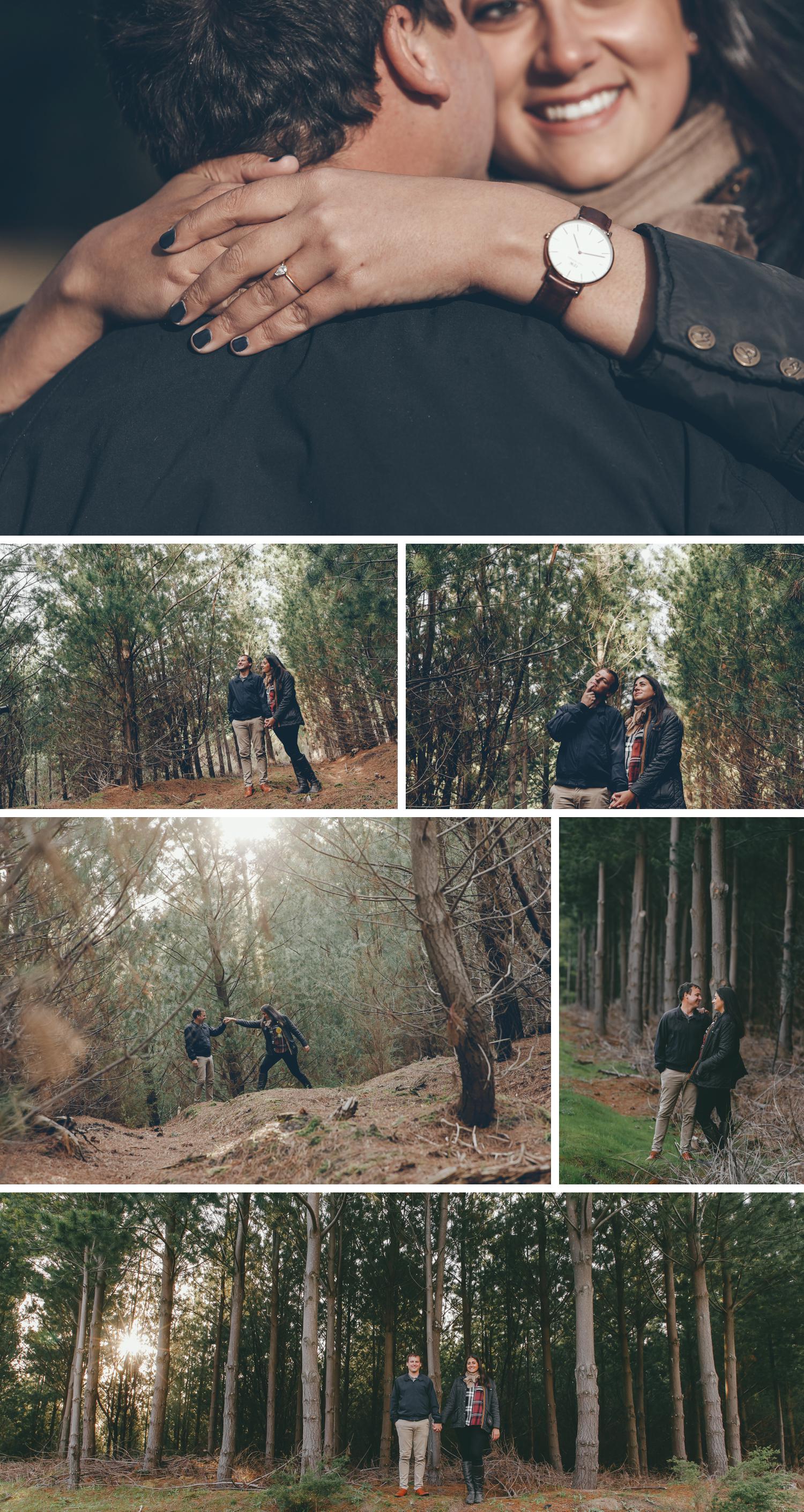 Pine Plantation, Engagement Shoot, Forrest Rain Photoshoot, Couple Embracing by Danae Studios