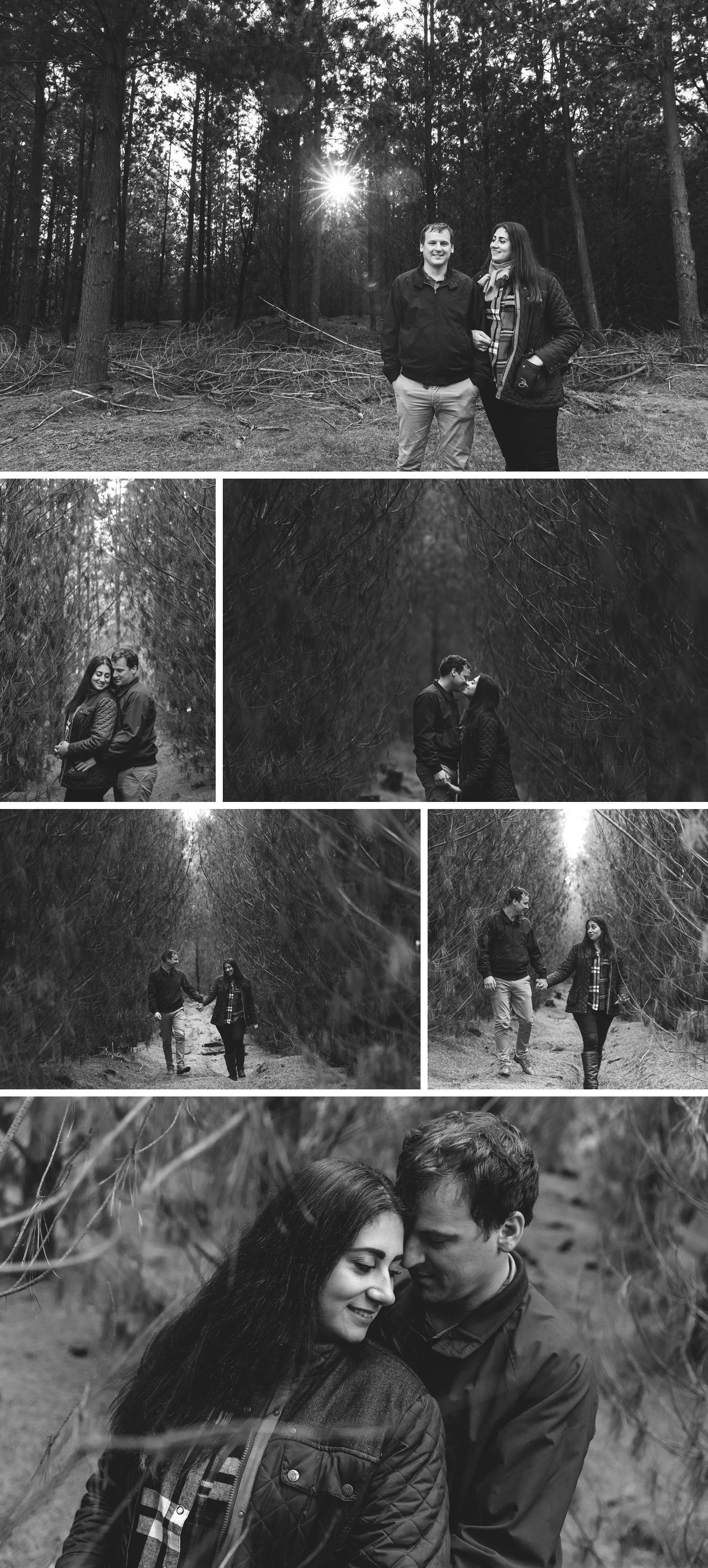 Pine Plantation, Engagement Shoot, Forrest Rain Photoshoot, Couple Embracing by Danae Studios