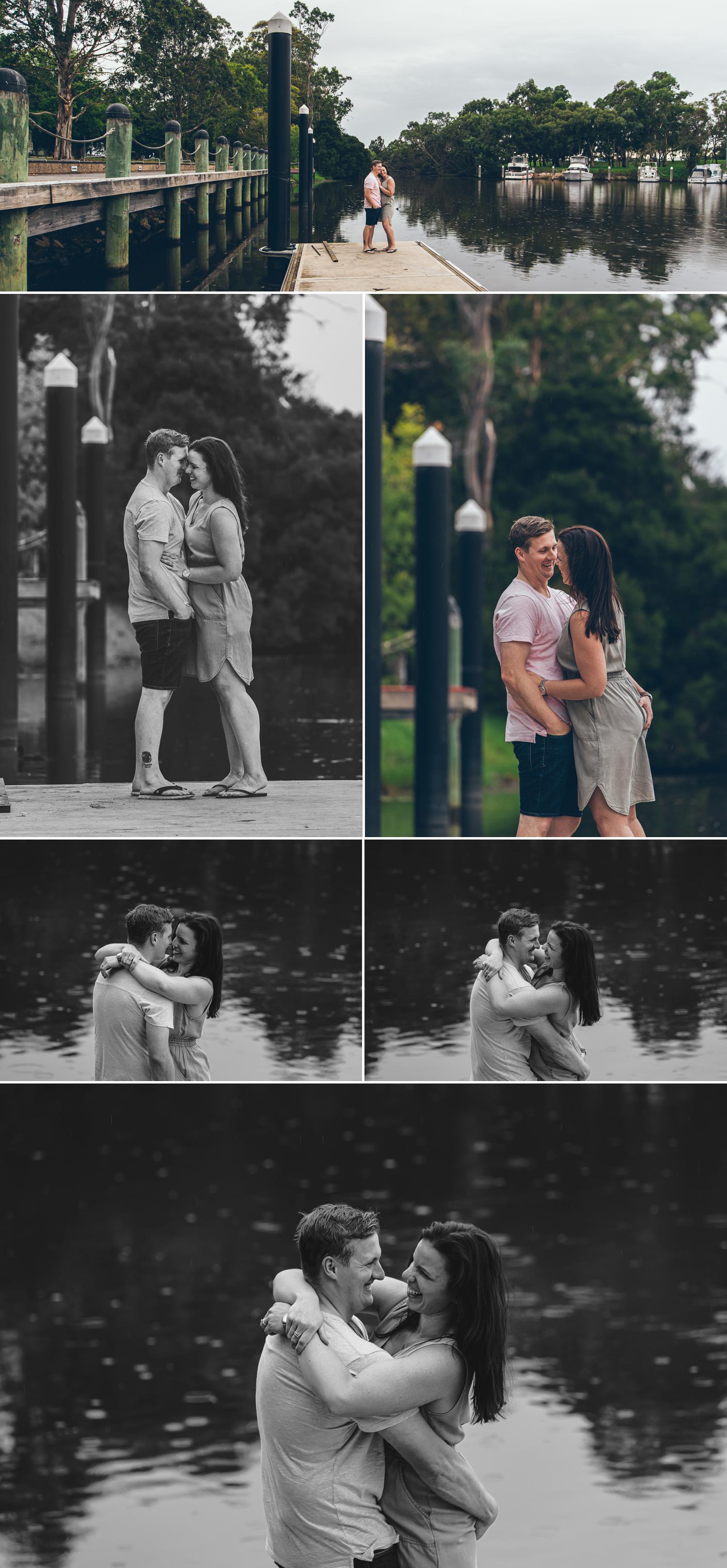 Engagement Shoot Street Gippsland Beautiful Black and White Wedding Photos Couple Embracing by Danae Studios
